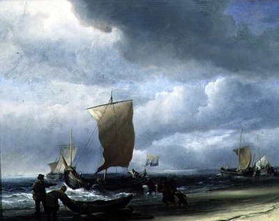 Fishing Boats Coming Ashore by Willem van de Velde the Younger