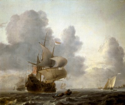 Landscape of Boats in a Shaken Sea by Willem van de Velde the Younger