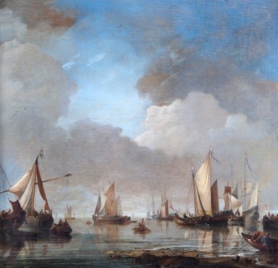 Large Ships And Boats In A Calm by Willem van de Velde the Younger