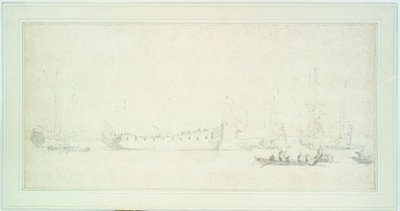 The launch of an English ship, probably the 
