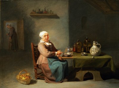 A Woman in a Kitchen by Willem van the Elder Herp