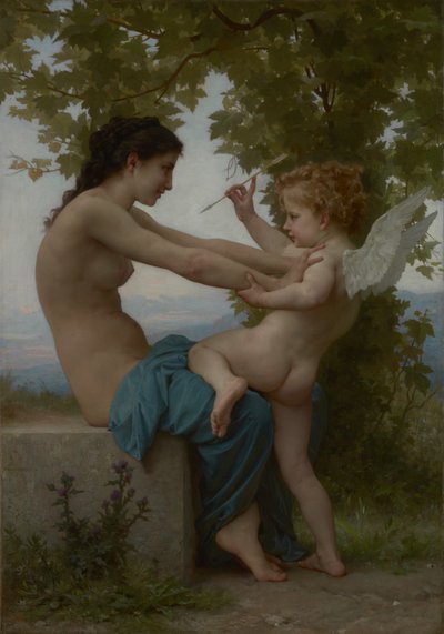 A Young Girl Defending Herself against Eros, c.1880 by William Adolphe Bouguereau