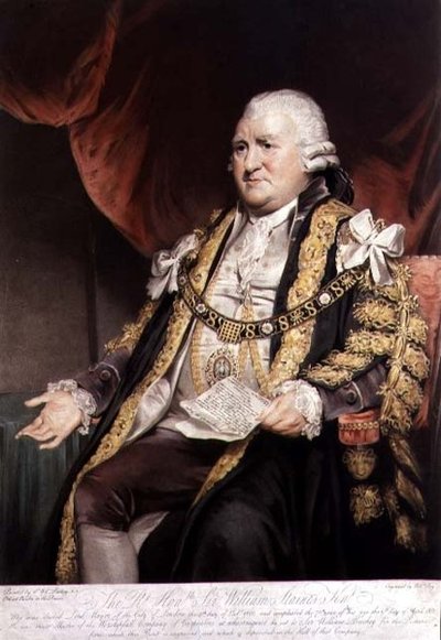 Portrait of Sir William Staines, Lord Mayor of London, engraved and pub. 1804 by William Say by William (after) Beechey