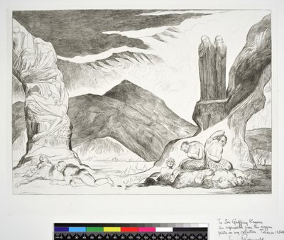 The Circle of the Falsifiers: Dante and Virgil Covering their Noses because of the Stench, Inferno, Canto XXIX, illustration to the 