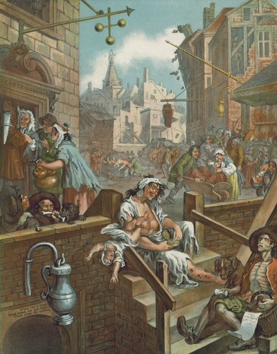 Chromolithograph of William Hogarth’s Gin Lane by William (after) Hogarth