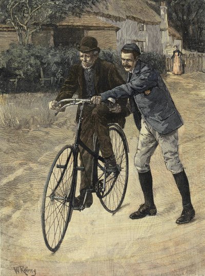 Learning the Old Dad. Engraving from W. Rainey