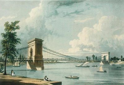 Suspension Bridge, Hammersmith, from Ackermann