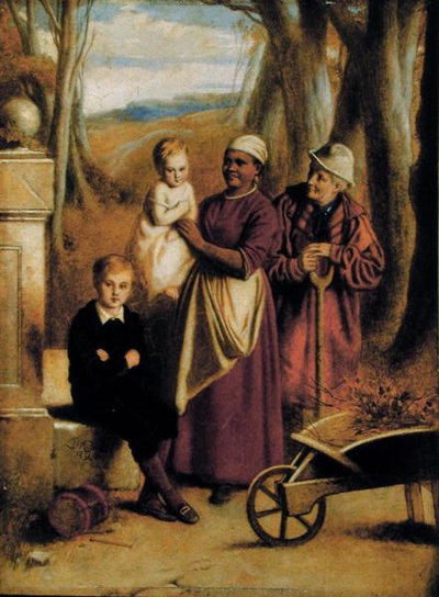 Two Children, Nurse and Old Man by William (attr. to) Mulready