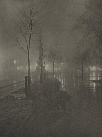 Wet Night, Columbus Circle, New York by William A. Fraser