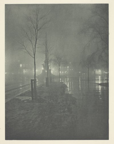 Wet Night, Columbus Circle, New York by William A. Fraser