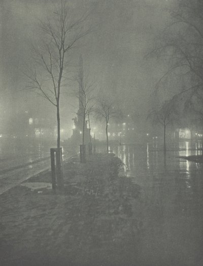 Wet Night, Columbus Circle, New York by William A. Fraser