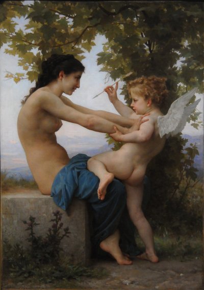 A Young Girl Defending Herself Against Eros, 1880 by William Adolphe Bouguereau