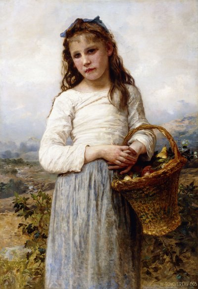 A Young Girl with a Basket of Fruit by William Adolphe Bouguereau