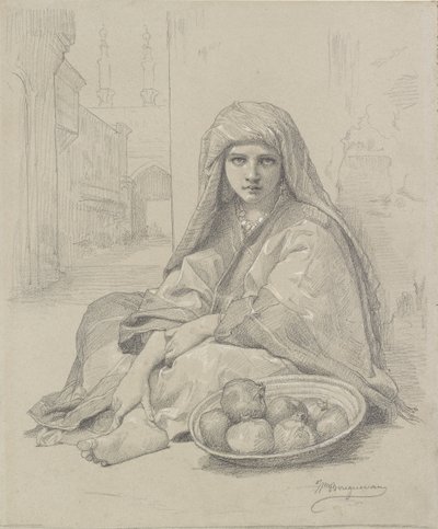 North African Girl Selling Pomegranates by William Adolphe Bouguereau