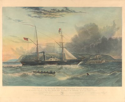 This View of H.M. Steam Frigate Geyser, when off Mt. Edgecombe, Is... dedicated to Sir John Barrow... by William Adolphus Knell