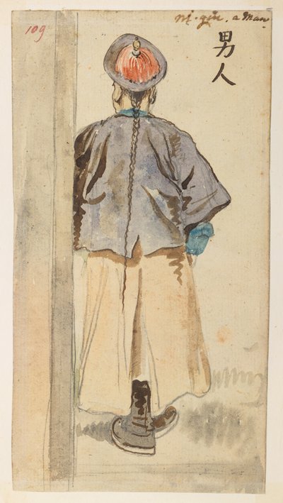 Chinese figure study, from an Album of 372 drawings of landscapes, coastlines, costumes and everyday life made during Lord Macartney