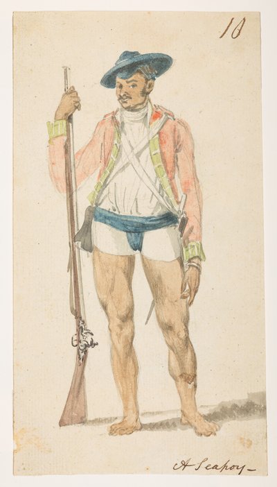 A Sepoy, from an Album of 372 drawings of landscapes, coastlines, costumes and everyday life made during Lord Macartney