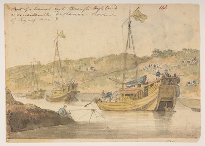 Part of a Canal cut through High land a considerable distance. Province of Kyangnan, from an Album of 372 drawings of landscapes, coastlines, costumes and everyday life made during Lord Macartney