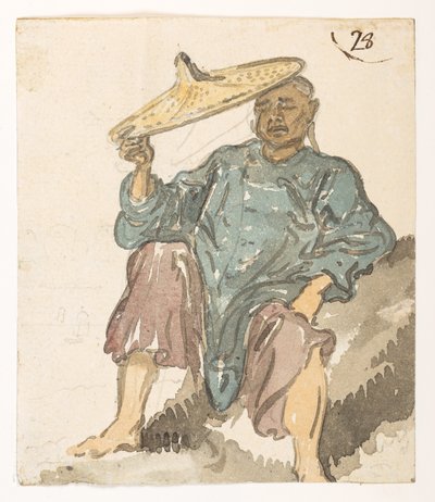 Sleeping figure, probably from Turon Bay, from an Album of 372 drawings of landscapes, coastlines, costumes and everyday life made during Lord Macartney