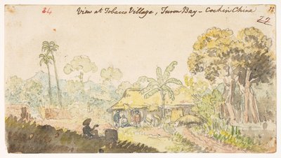 View at Tobacco Village, Turon Bay - Cochin China, from an Album of 372 drawings of landscapes, coastlines, costumes and everyday life made during Lord Macartney