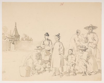 A group, from an Album of 372 drawings of landscapes, coastlines, costumes and everyday life made during Lord Macartney