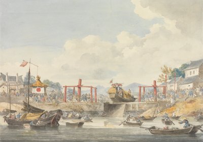 Barges of the Embassy Being Raised from One Canal to Another on Their Way from Han-Tcheou-Foo to Tchu-San, 16 November 1793 by William Alexander