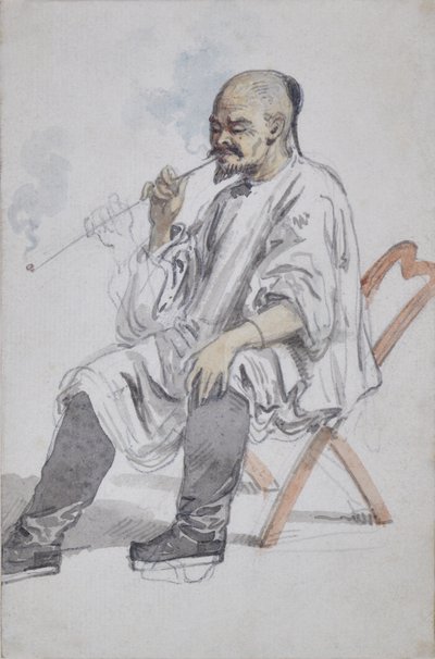 Seated Chinese Man Smoking by William Alexander