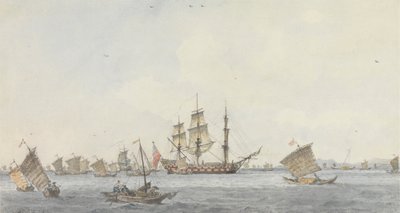 The Hindostan at Anchor in the Strait of Mi-a-tau of the City of Ten-choo-fou at the Entrance to the Gulf of Pekin by William Alexander