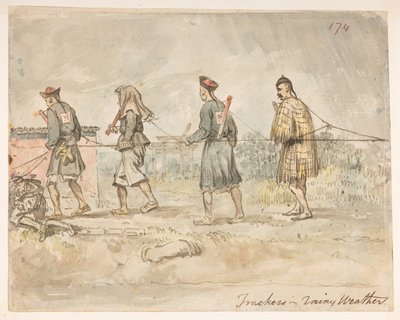 Trackers in rainy weather, from an Album of 278 drawings of landscapes, coastlines, costumes and everyday life made during Lord Macartney