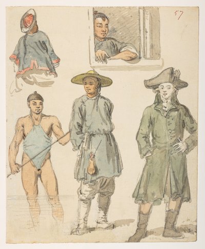 Studies of Chinese, from an Album of 372 drawings of landscapes, coastlines, costumes and everyday life made during Lord Macartney