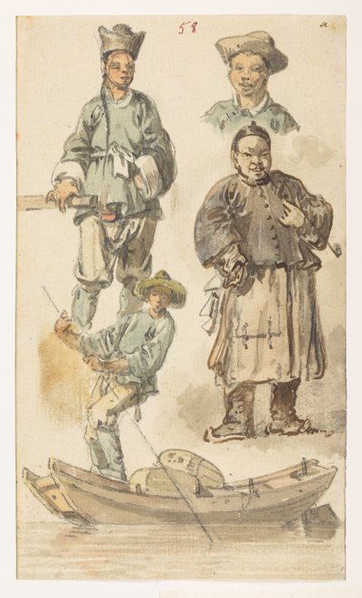 Studies of Chinese, from an Album of 372 drawings of landscapes, coastlines, costumes and everyday life made during Lord Macartney