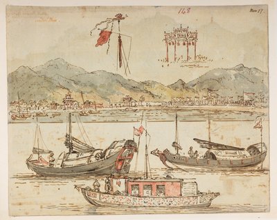 f.59 148 Boats and triumphal arches, from an Album of 372 drawings of landscapes, coastlines, costumes and everyday life made during Lord Macartney