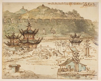 Opposite the City Shin-ring in ye City Liu-shung. Sin-chung Nov 16. Wall, Pagoda etc., from an Album of 372 Drawings of Landscapes, Coastlines, Costumes and Everyday Life Made During Lord Macartney