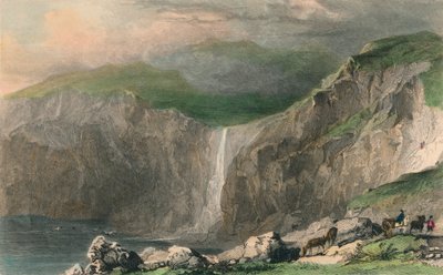 Waterfall & Stone Quarry, Near Boscastle by William Alexander Le Petit