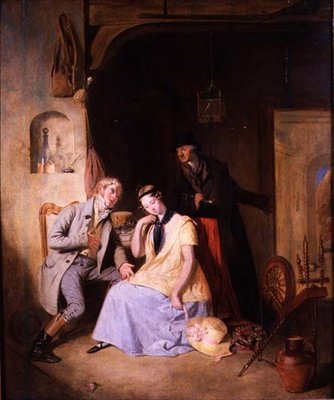 A Suitor with His Lover Being Pressed by the Coachman for a Quick Getaway by William Allan