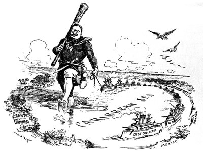 The Big Stick in the Caribbean Sea. Caricature on Theodore Roosevelt, 1904 by William Allen Rogers