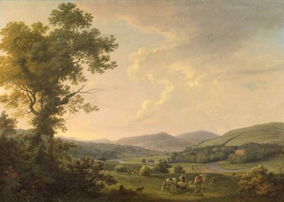 Landscape with Haymakers and a Distant View of a Georgian House by William Ashford