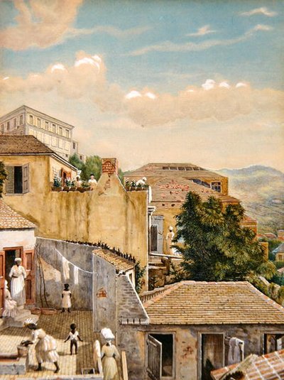 A Family on a Rooftop in St Thomas, Virgin Islands by William August Thulstrup