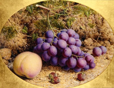 Grapes and Peach on a Mossy Bank by William B. Hough