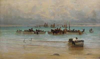 Loading Fish at Low Tide, St. Ives by William Banks Fortescue