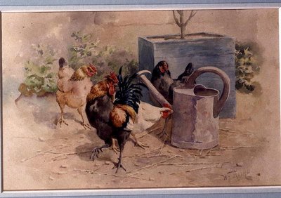 Chickens by a Watering Can by William Baptiste Baird