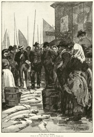 A Fish Sale at Whitby by William Barnes (after) Wollen