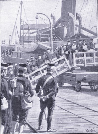 Japanese Troops Embarking at Kobe by William Barnes Wollen