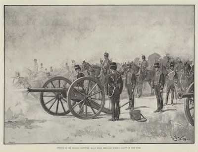 Opening of the Imperial Institute, Royal Horse Artillery firing a Salute in Hyde Park by William Barnes Wollen