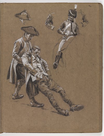 Study for the Oil Painting by William Barns Wollen, The Battle of Lexington 1775 by William Barnes Wollen