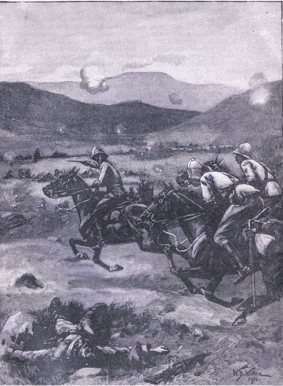 The Battle of Colenso: Lieutenant Roberts Galloping to Retrieve the Disaster to the Guns by William Barnes Wollen