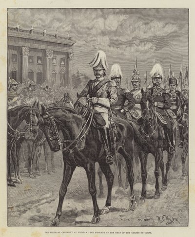 The Military Ceremony at Potsdam, the Emperor at the Head of the Gardes du Corps by William Barnes Wollen