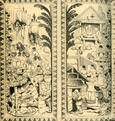 Chinese potters at work, design for stained glass window by William Bell Scott