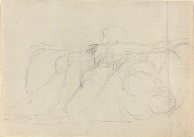 A Man Seen from Behind, Rising on Clouds by William Blake