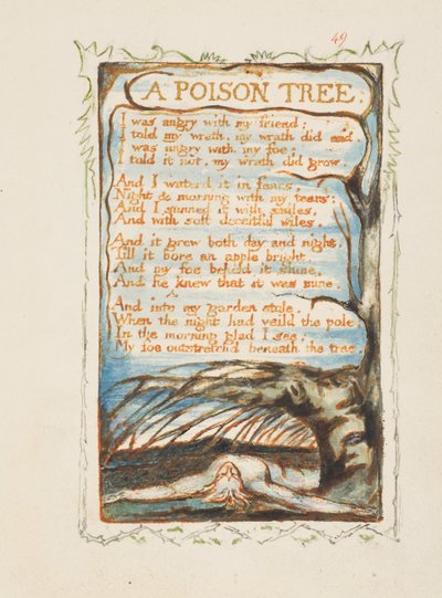 A Poison Tree. Songs of Innocence and of Experience by William Blake